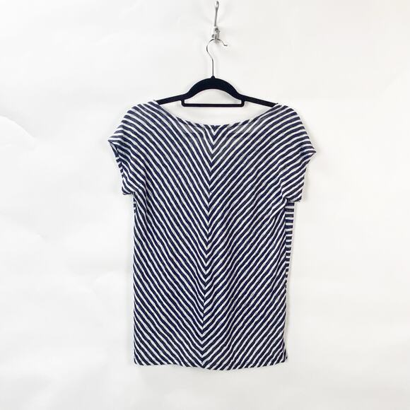 Liz Claiborne Small Womens Blue White Striped Knit Top Tee - Picture 5 of 6